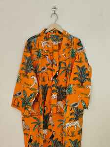 Bata Kimono Larga de Verano para Mujer, con Estampado de Jungla, Cuello en V, Manga Larga, Suave, 100% Algodón, Opción para Damas de Honor, Regalo Casual de Lujo - Product Image 4