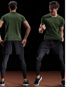 Camisetas de gimnasio personalizables para hombre, cuello alto, cuerpo ajustado, 90% poliéster, 10% Spandex, estampado informal, talla XL, transpirable, Verano - Product Image 4