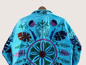 Abrigo Bohemio Bordado de Algodón para Mujer, Talla Grande, Estampado Floral, Cuello Mandarín, Manga Larga, Ropa de Abrigo de Primavera - Product Image 3