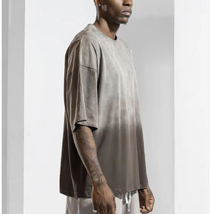 Camiseta Oversize OEM Personalizada con Efecto Desgastado por el Sol y Lavado Ácido, Estilo Urbano para Hombre, 100% Algodón, Tejido Peinado - Product Image 2