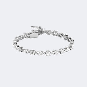 Bracelet tennis en diamant serti à griffes, forme marquise et ronde, 9,24 CTW, or 14 carats, diamants de laboratoire de formes mixtes, bijoux pour femmes - Product Image 2