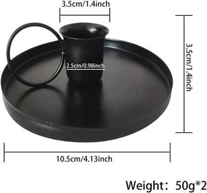 เชิงเทียนทรงกลมเรียบพร้อมที่จับสีดำเชิงเทียนที่สวยงามสำหรับตกแต่งงานหลายงาน - Product Image 4