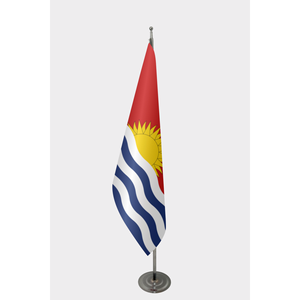 Drapeau d'intérieur officiel de Kiribati avec logo personnalisé, impression numérique, mât en aluminium, bannières en soie, nylon, plastique, polyester pour voitures - Product Image 1
