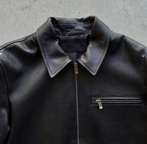 Ventas al por mayor 100% Chaqueta de cuero genuino Clásico Casual Negro Hombres Ropa de cuero de vaca Calidad Tallas grandes Cuero - Product Image 4