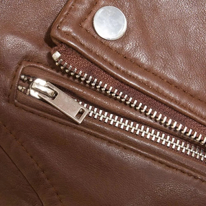 Premium Custom Women Brown Genuine <b>Leather</b> <b>Biker</b> <b>Jacket</b> Slim Fit Asymmetric Zipper Ladies Motorcycle Outerwear - Product Image 6