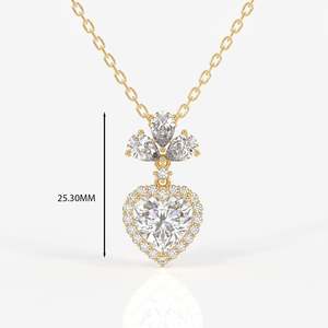 Pendentif en or 14 carats avec diamant moissanite taille cœur, charme élégant pour le style et le luxe - Product Image 2