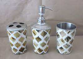 Bone Inlay Bathrooms Set <b>Napkin</b> Holder and Soap <b>Dispenser</b> and Toothpaste Holder Bone Inlay Bathroom Set - Product Image 5