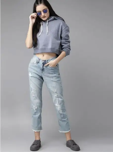 เสื้อสเวตเตอร์มีฮู้ดแฟชั่นสำหรับผู้หญิงเสื้อครอปเกอร์สำหรับใส่ไปยิมฟิตเนสฤดูหนาวเสื้อครอปมีฮู้ดขายส่ง - Product Image 4