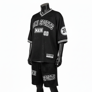 Ensemble short en jersey maille premium pour homme, 220 GSM, polyester respirant, noir, impression par sublimation, twill, logo personnalisé - Product Image 4