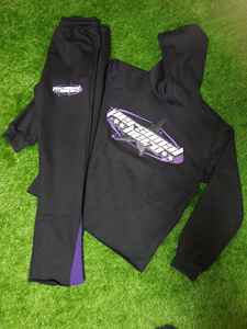 Custom Men's Flared Sweatpants and <b>Hoodie</b> with for Puff Print Winter Clothing Manufacturers' Track Suits - Product Image 2