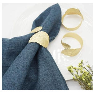 Anneaux de serviette en métal doré avec design feuille en métal Anneaux de serviette en métal Porte-mouchoirs Accessoires de serviette pour mariage - Product Image 3
