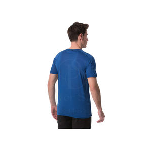 T-shirt 100% coton pour hommes, coupe ajustée, col rond de haute qualité avec ourlet incurvé, logo personnalisable, tissu tricoté, manches personnalisées - Product Image 3