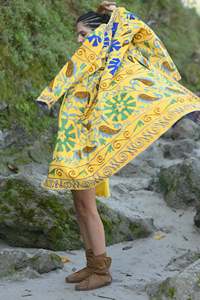 Handmade Traditional Ukrainian <b>Jacket</b> for <b>Women</b> XL Winter Cotton Tassels Floral Embroidery Quilted Long Winter <b>Jacket</b> for - Product Image 4