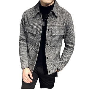 STITCHMODE Veste d'hiver à revers personnalisée Blazer slim à la mode Vêtements d'extérieur décontractés coréens à poches multiples à carreaux de haute qualité - Product Image 4