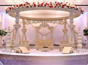 Mandap Redondo de Tres Pilares para Bodas, el Mejor Conjunto de Mandap para Bodas, Gran Mandap de Madera Tallada para Matrimonios Hindúes, Fabricante en Reino Unido - Product Image 6
