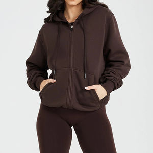 Sweat à capuche oversize zippé pour femme, col montant, léger, en coton, streetwear, écologique, doublé, respirant, pour l'hiver - Product Image 1