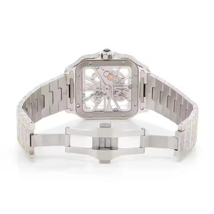 Antique Squelette Moissanite Cadran Analogique En Acier Inoxydable Montre Carrée Haute Qualité Style D'affaires Fenêtre En Verre Hip Hop Luxueux - Product Image 6