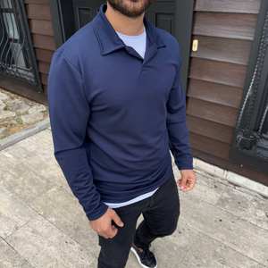 <b>Men</b> <b>Long</b> <b>Sleeve</b> Quarter-zip <b>Shirt</b> Blank Canvas Solid Color Slim Fit Casual Streetwear Autumn Spring Trendy 100% Cotton Clothing - Product Image 1