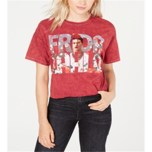 T-shirt Crop Vintage da Donna con Stampa Grafica Rossa, Taglie dalla S alla 2XL, in Jersey Traspirante, Vestibilità Slim, Decorazione Floreale Frida Animata - Product Image 1