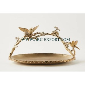 Bol de service alimentaire rond fantaisie Accessoires de restaurant et d'hôtel Bol de désert et de collations avec des poignées en métal de conception de fleurs - Product Image 6