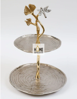 HOME IMPRESSION HI-51170 Support à gâteau de luxe en aluminium, design élégant à fleurs de cerisier, respectueux de l'environnement, décorations de desserts, couleur personnalisée