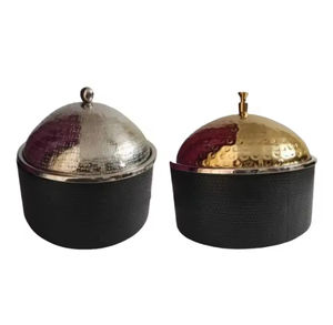 Ensemble de 2 casseroles vintage arabes en laiton poli, forme dôme, pour hotpot, vente en gros, variété unique - Product Image 2