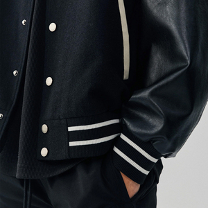 Blouson d'hiver en laine pour hommes, blousons en cuir avec broderie de haute qualité, veste universitaire pour hommes - Product Image 4