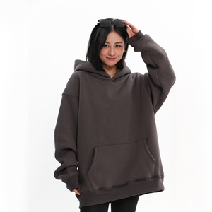 Sweat-shirt long oversize uni pour femme, chaud, doux, en polaire, décontracté, pull épais en coton, ample, streetwear, pour la mode d'hiver - Product Image 5