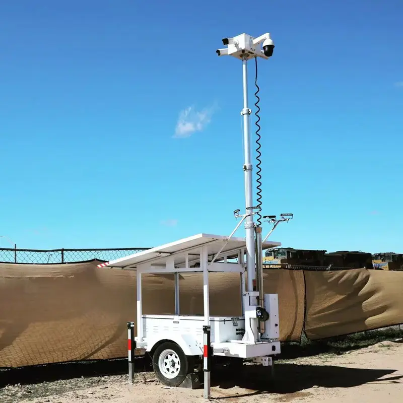 Vente directe d'usine de remorque de surveillance solaire mobile caméra HD réseau 4G tour de vidéosurveillance solaire