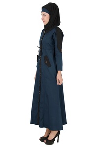 Robe longue Abaya modeste à col rond, manches longues, couleur unie, longueur ras du sol, pour femme, tenue de soirée/formelle islamique, en crêpe, taille naturelle, simple - Product Image 2