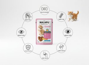NALAPU Nourriture humide pour chatons en sachet Poulet à haute teneur en viande 77g pour chatons en croissance Santé de la peau et du pelage Sans céréales Non-OGM Biologique - Product Image 3