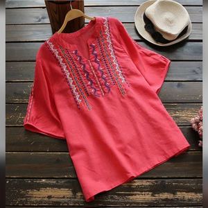 OEM Plus Size Femmes Modeste Imprimer T-Shirt Meilleure Qualité En Gros Top Blouse Printemps Été À Manches Courtes Bouton Décoration-ODM - Product Image 1