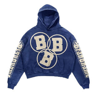 Conjunto Deportivo Unisex Desgastado, Sudadera con Capucha y Pantalones Cortos de Felpa Gruesa con Bordado Personalizado, Lavado Ácido, Tallas Grandes, Estampado Técnico - Product Image 4