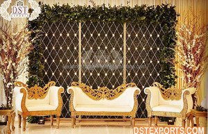 ชุดโซฟางานแต่งงานหรูหราสำหรับพิธีหมั้นชุดโซฟาสีขาวทองสุดหรูสำหรับงานแต่งงานคู่โซฟาสีขาว - Product Image 4