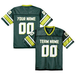 Maillot de football américain personnalisé pour enfants adultes numéro de nom d'équipe personnalisé vert chemise athlétique respirante grande taille - Product Image 5