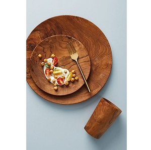 Assiette ronde en bois d'acacia pour restaurant faite à la main, steak écologique, dessert, salade, snack, plateau de canape - Product Image 3