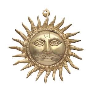 Laiton soleil visage tenture murale en laiton Surya idole pour la maison et le bureau décor à la main métal décoratif soleil - Product Image 6