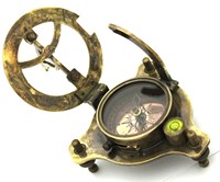 Boussole solaire en laiton massif de qualité supérieure, montre de poche avec aiguille de guidage, cadran, boîte en bois, style antique vintage, pour camping, randonnée, voyage et navigation