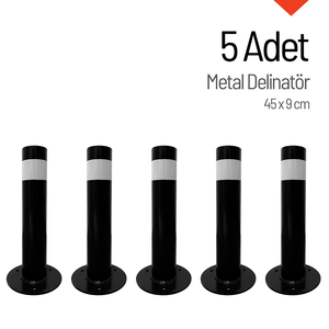 ชุดเสากั้นจราจรเหล็ก 5 ชิ้น ขนาด 45 x 9 ซม. สำหรับโรงแรมและลานจอดรถ - Product Image 1