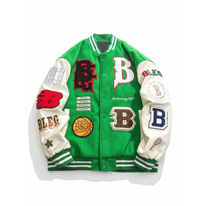 Veste universitaire à col montant avec logo personnalisé et motif lettres, en polyester/coton, pour homme/femme, style streetwear automne, fabriquée par un fabricant OEM - Product Image 1