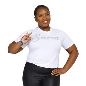 Blanc Diamant Soror Chemise Femmes 100 Coton Sequin Brodé Lettres Grecques Sororité Vêtements Classique Fit pour Zeta Phi Beta Pride - Product Image 6