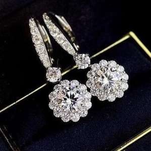 Flower Shape White Round Moissanite <b>Diamond</b> Drop Earrings Making For <b>Jewelry</b> <b>Other</b> <b>Diamond</b> Flower Shape Earring - Product Image 2