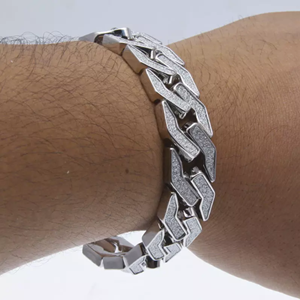 20mm Iced Out Hip Hop Pulsera Corte redondo Moissanite Diamond Cuban Link Bracelet 925 Sterling Silver - Product Image 3