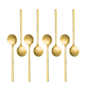 Cuchara de Metal de acero con espejo, diseño elegante, mango Simple, cubiertos artesanales para regalo, cuchara de latón hecha a mano - Product Image 2