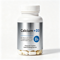 Etiquetas Personalizadas Haoxuan para Botellas de Suplementos de Calcio, Adhesivos Impresos Impermeables con Película Plateada para Empaquetado de Productos Nutricionales