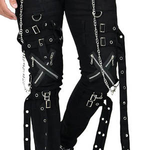 Pantalon gothique noir pour homme 2026, longues bretelles élégantes avec boucle à chaîne, style punk rock - Product Image 4