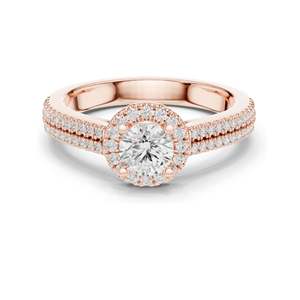 Anillo de Compromiso con Diamante de Laboratorio Redondo Brillante de 0.888 CT con Halo para Mujer, Claridad VVS-VS EF, Oro de 18K, 14K, 10K y Plata 925 - Product Image 2
