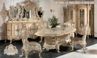 Ensemble de table et chaises de salle à manger en teck de style européen traditionnel, mobilier de salle à manger haut de gamme de luxe, durable, hauteur réglable