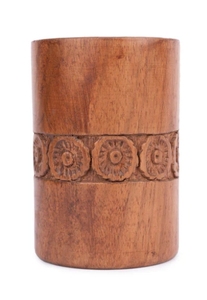 Bolígrafo tallado en madera de nogal/portalápices de 4 pulgadas taza de lápiz de escritorio de madera suministros de oficina organizador Caddy Stand - Product Image 2