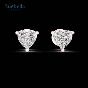 Hop Selling 925 Sterling 18K Gold Plated Silver Full Heart Diamond Earring Joyería clásica para mujeres - Product Image 1